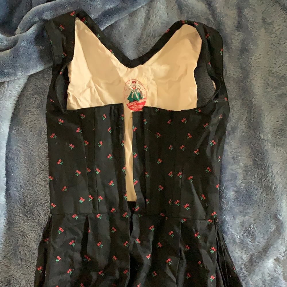 Vintage Rose Corset Midi Swing Dress